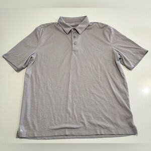 UNTUCKit Men’s Axios Gray & White Striped 100% Cotton Polo Size XLG Comfort